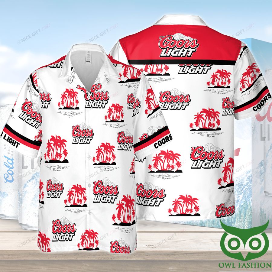 Coors Light Coconut Palm Red Tropical Hawaiian Shirt