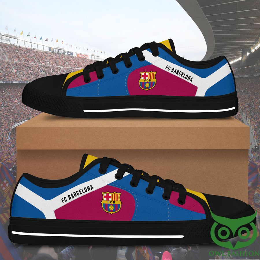 FC Barcelona Black White Low Top Shoes For Fans