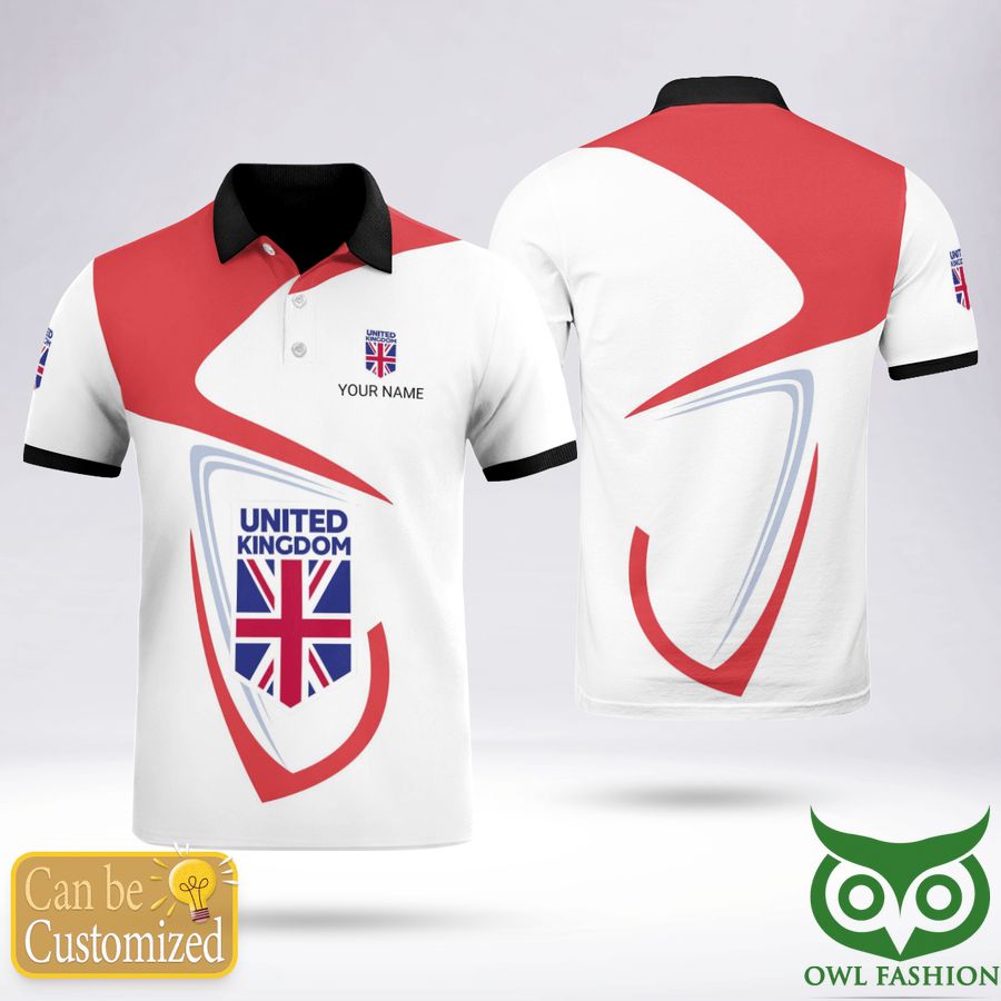 Custom Name United Kingdom Love White Polo Shirt