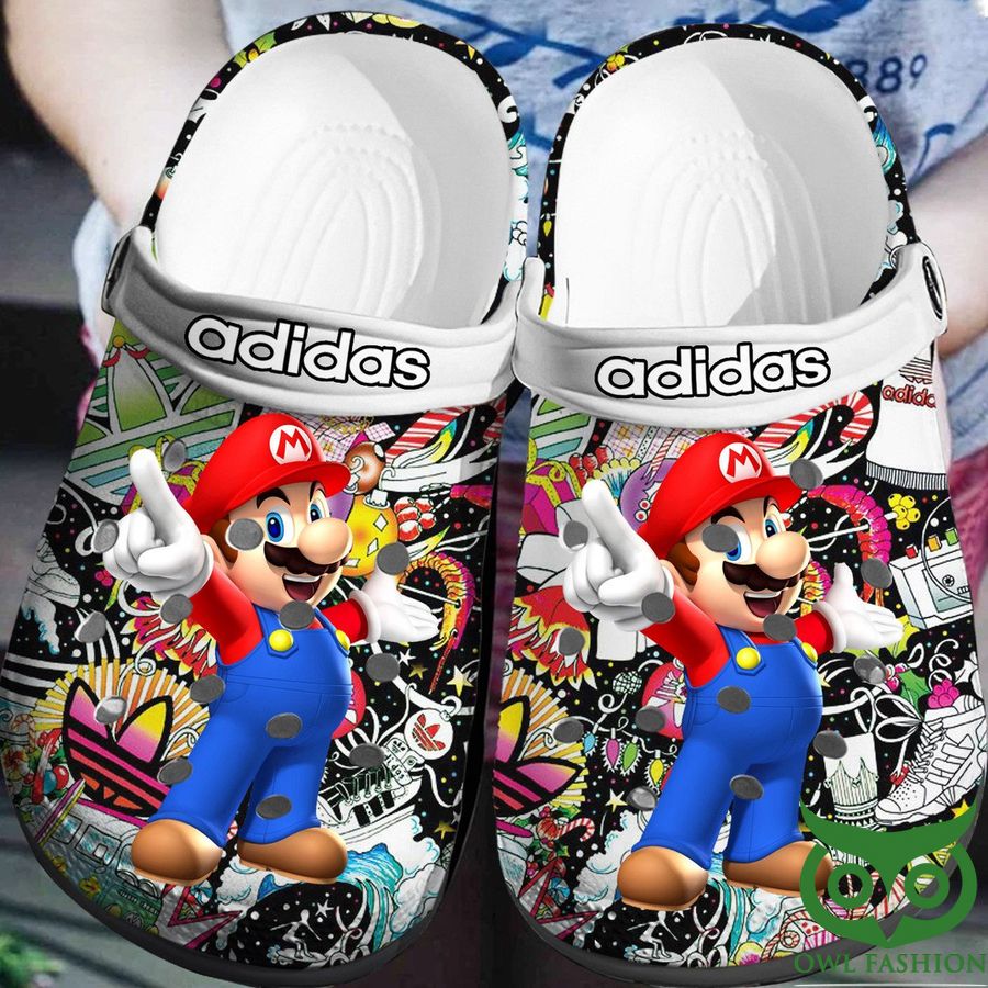 Adidas Logo Colorful Mario Black Crocs