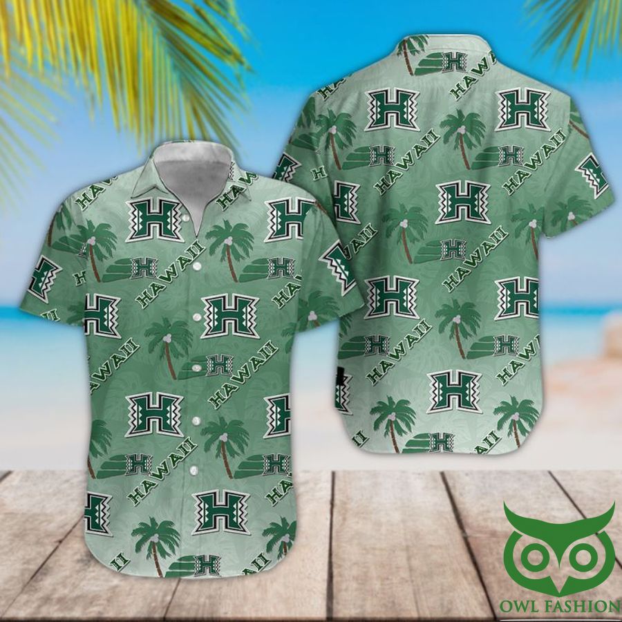 Hawaii Rainbow Warriors Green Gradient Hawaiian Shirt