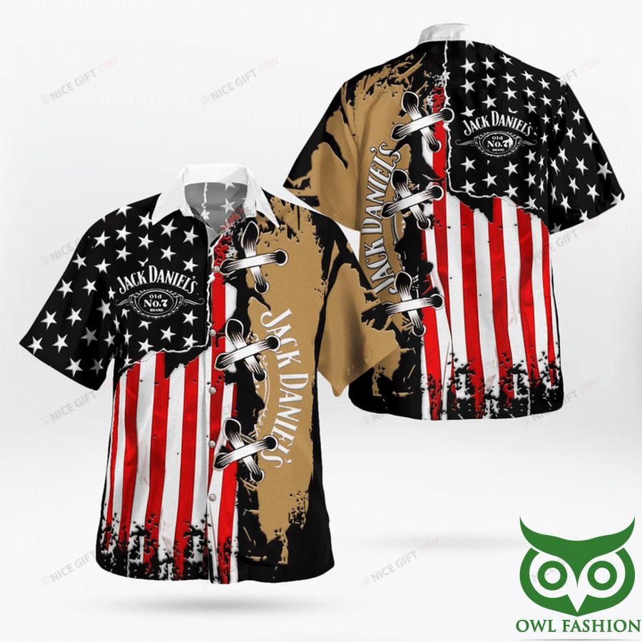 Jack Daniel's America Flag with Stars Hawaiian Shirt