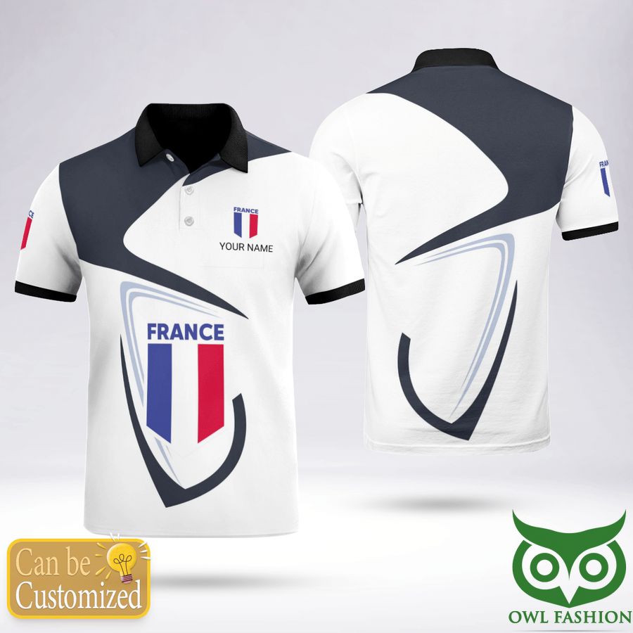 France Love Gray and White Polo Shirt