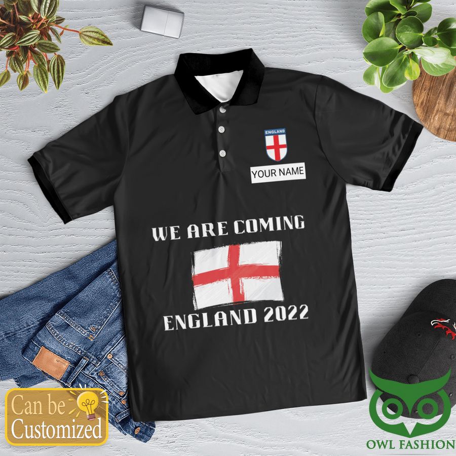 10 Custom Name England Team Football World Cup 2022 Polo Shirt