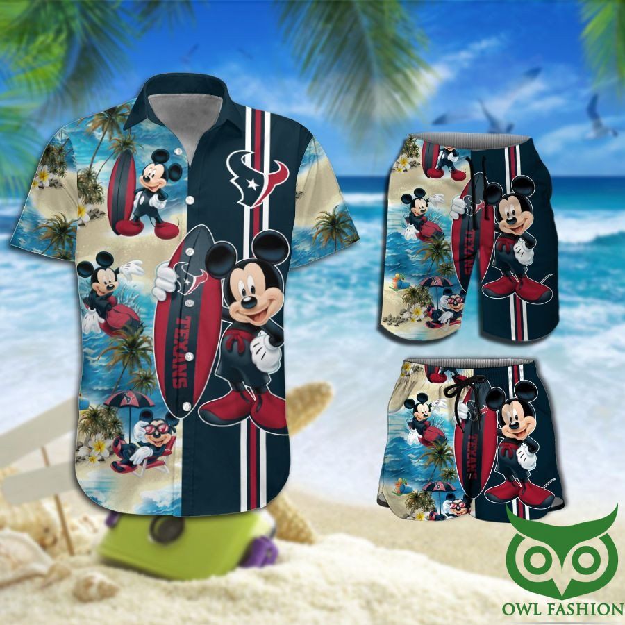 Houston Texans Mickey Mouse Hawaiian Shirt Shorts NFL