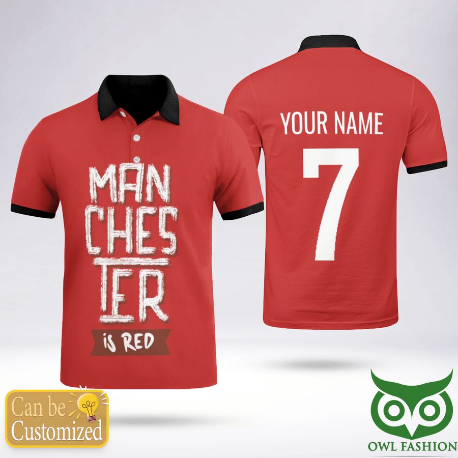 Custom Name Number Manchester FC is Red Polo Shirt