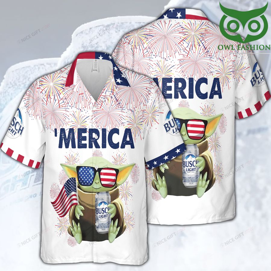 91 Busch Light Baby Yoda Merica Hawaii 3D Shirt