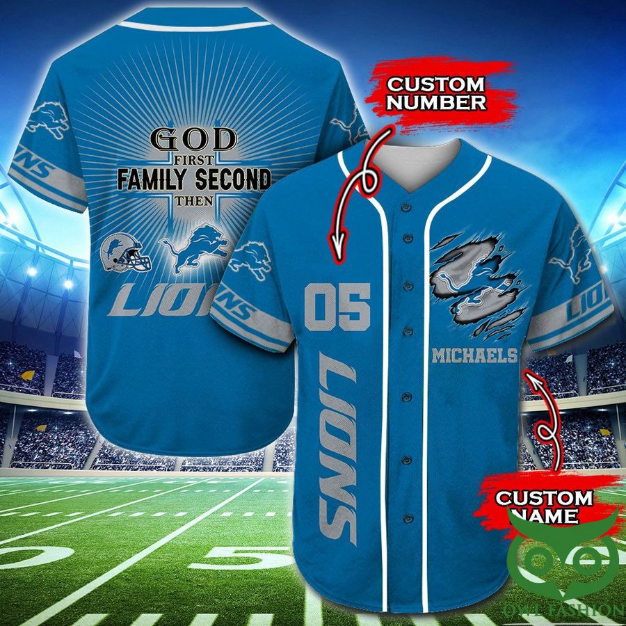 Detroit Lions Baseball Jersey Luxury NFL Custom Name Number