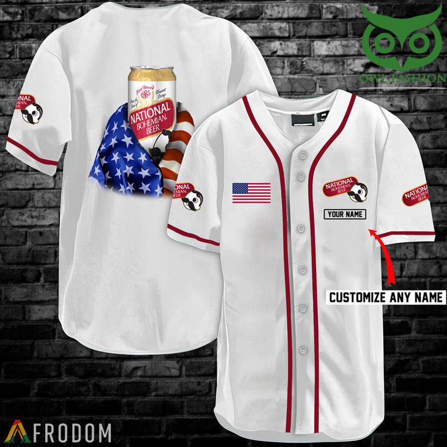 Personalized Vintage White USA Flag National Bohemian Jersey Shirt