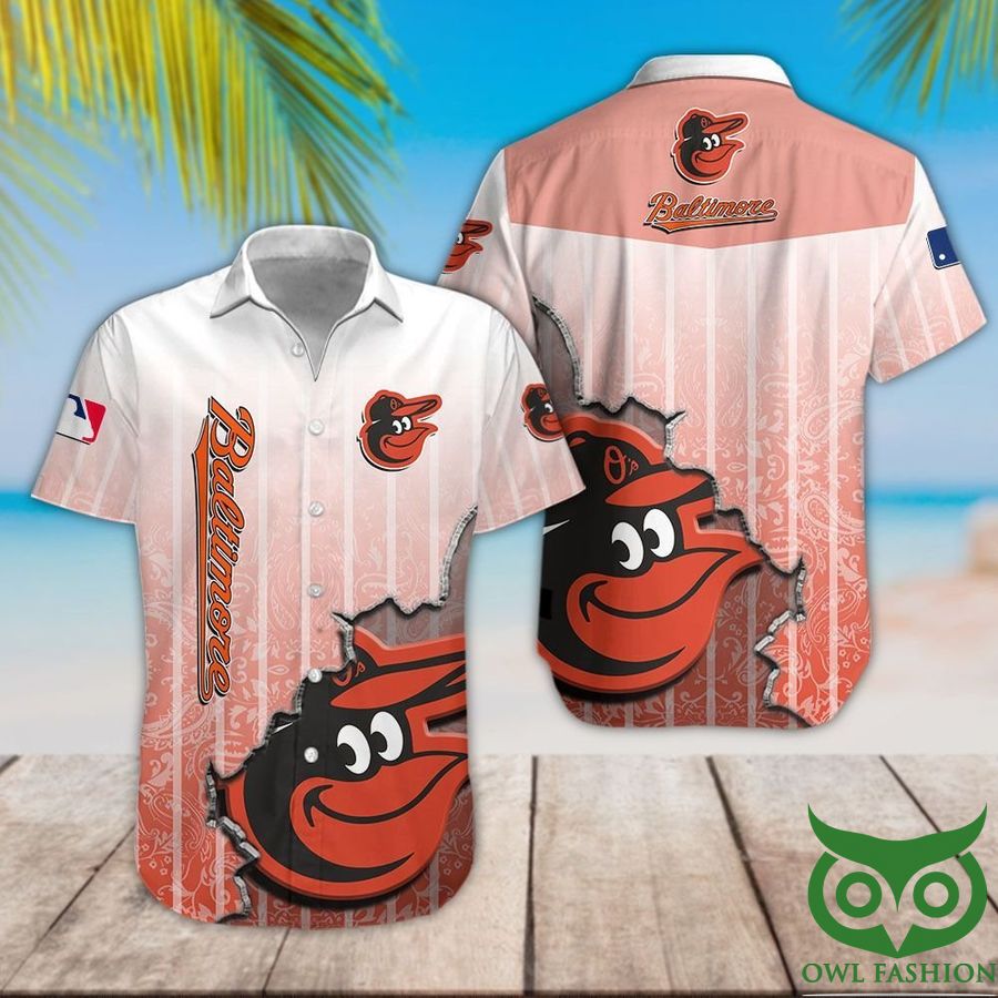 Baltimore Orioles Orange Pattern Hawaiian Shirt
