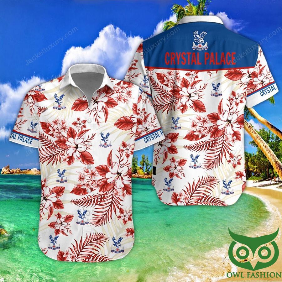 Crystal Palace F.C Blue Red White Hawaiian Shirt Shorts