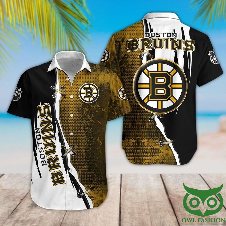 Boston Bruins Dark Yellow Black Hawaiian Shirt