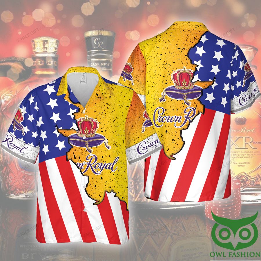 Crown Royal Palm Tree America Flag Hawaiian Shirt