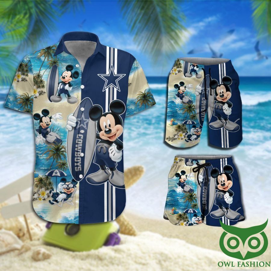 Dallas Cowboys Mickey Mouse Hawaiian Shirt Shorts NFL