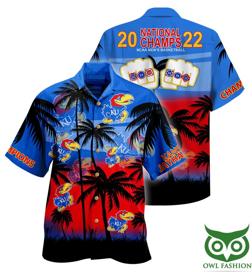 7 Kansas Jayhawks NCAA Logo Hawaiian Shirt Short