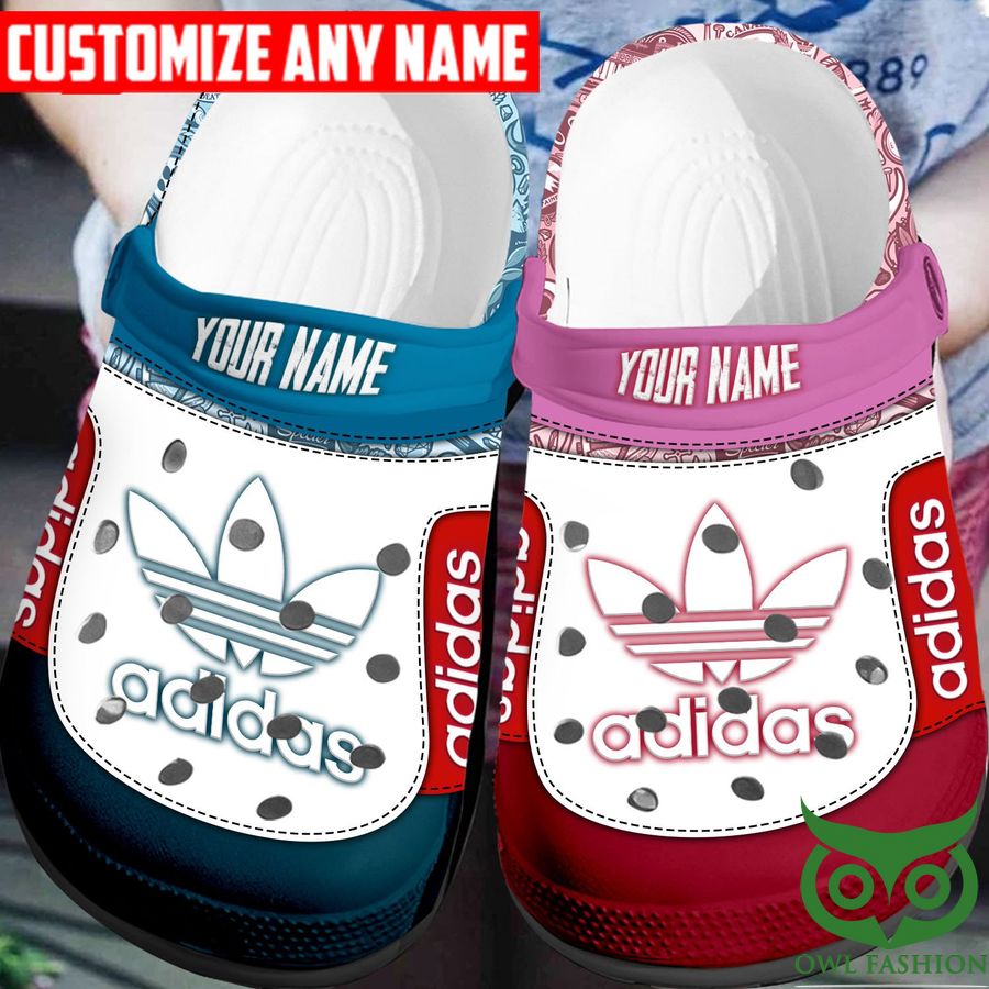 Custom Name Adidas Logo Blue Red Pink White Crocs