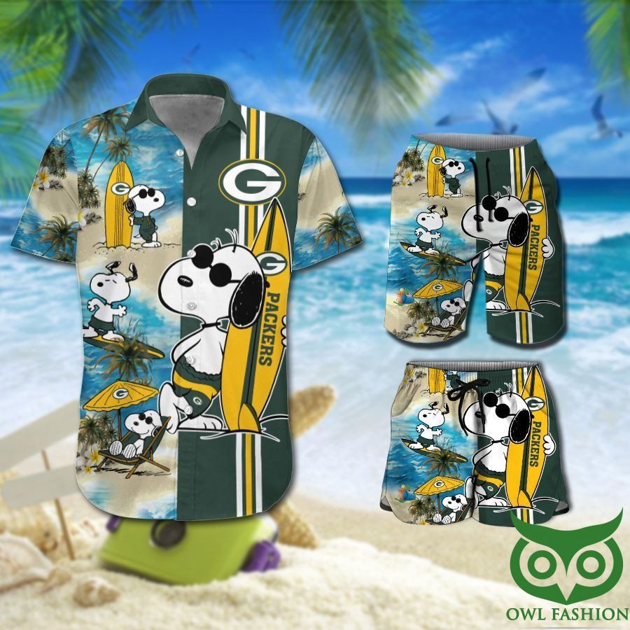 Green Bay Packers Snoopy Hawaiian Shirt Shorts NFL