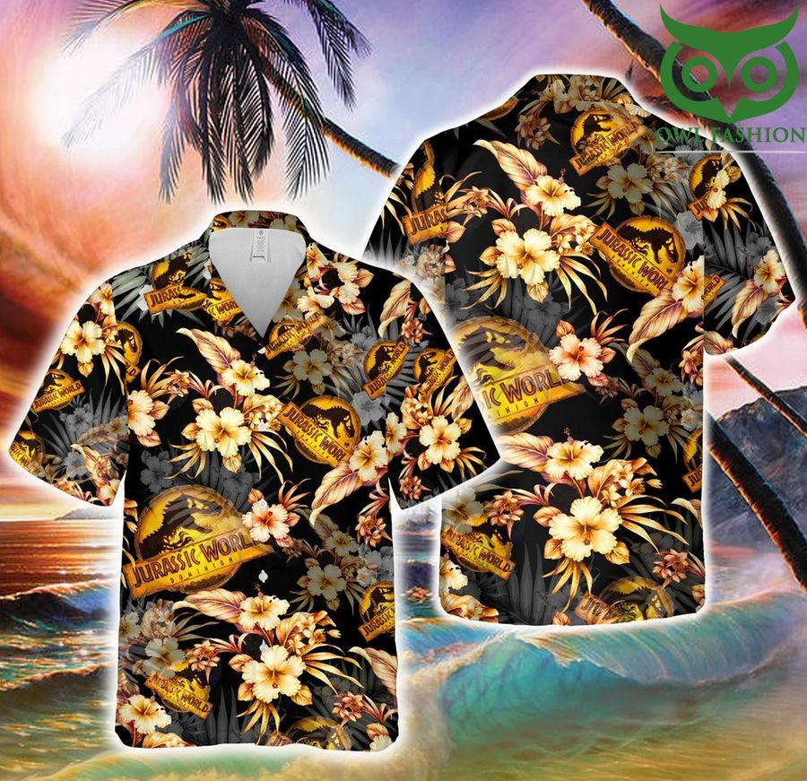 Jurassic World Dominion Movie 2022 logo flower Hawaiian Shirt