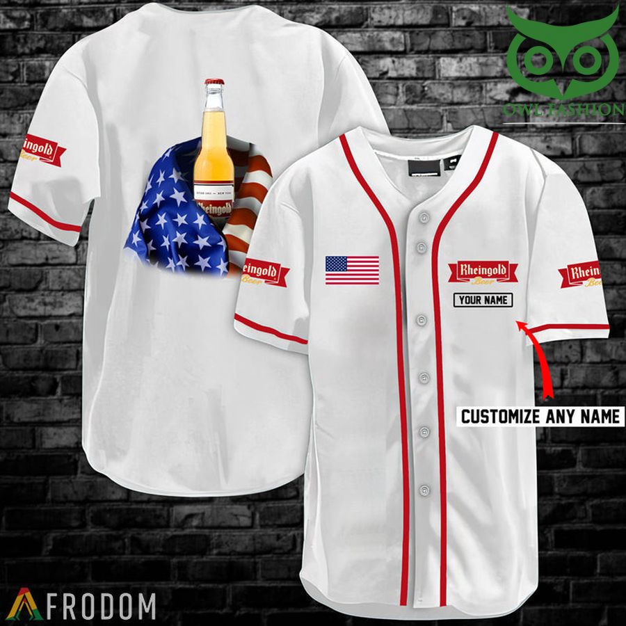 Personalized Vintage White USA Flag Rheingold Beer Jersey Shirt