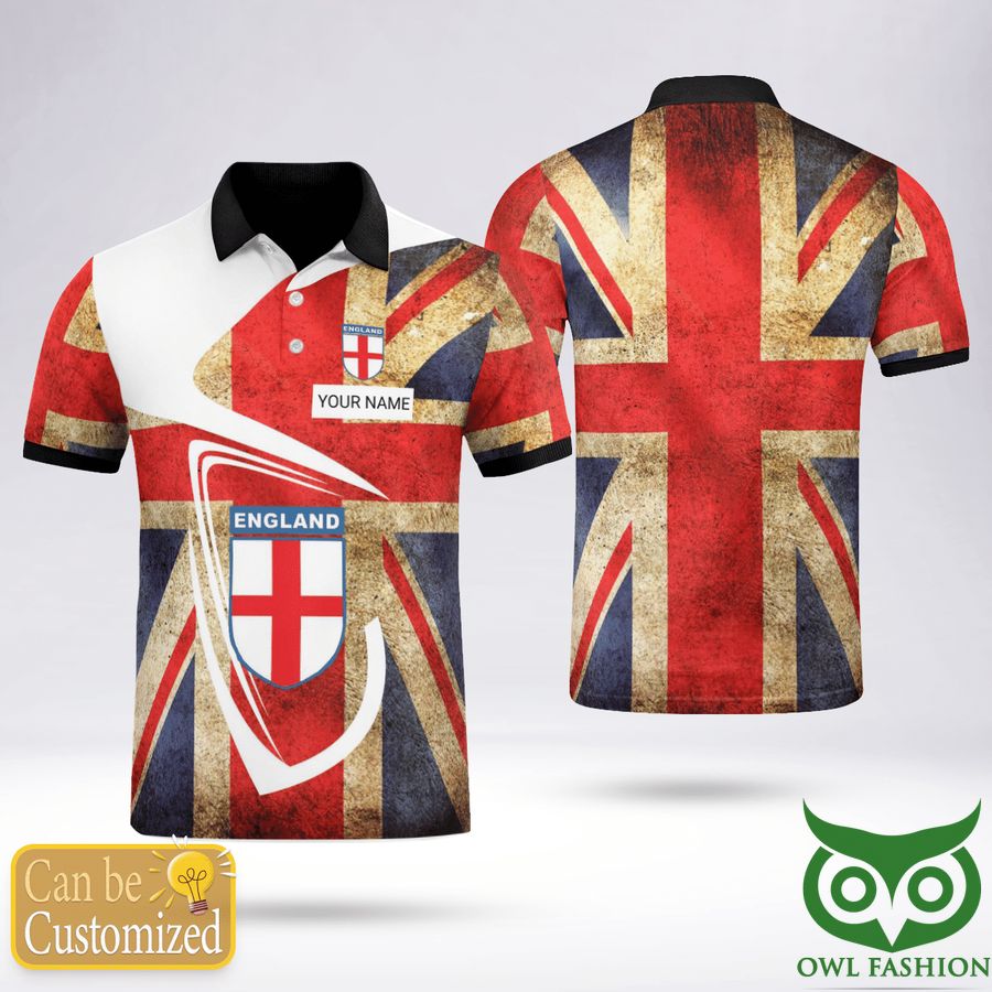 Custom Name United Kingdom And England Flag Polo Shirt