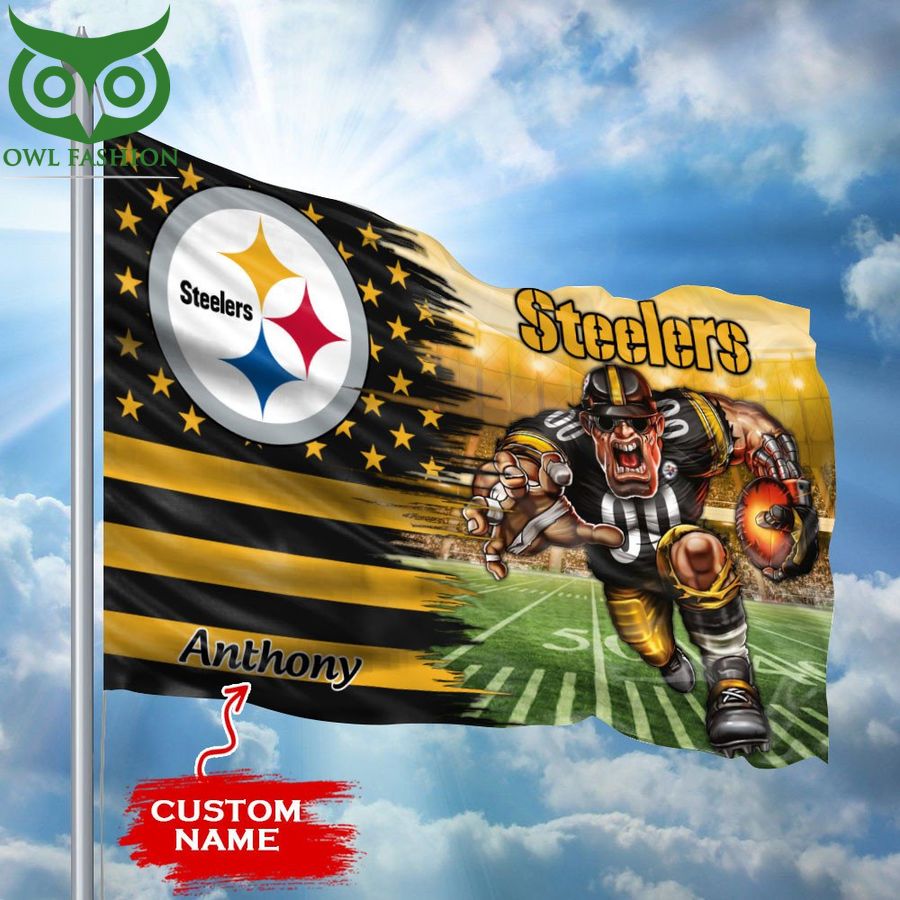 Pittsburgh Steelers Flag Large Mascot NFL Custom Name