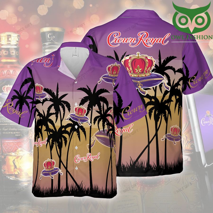 Crown Royal palm trees dawn sky 3D Shirt Hawaiian aloha for summer