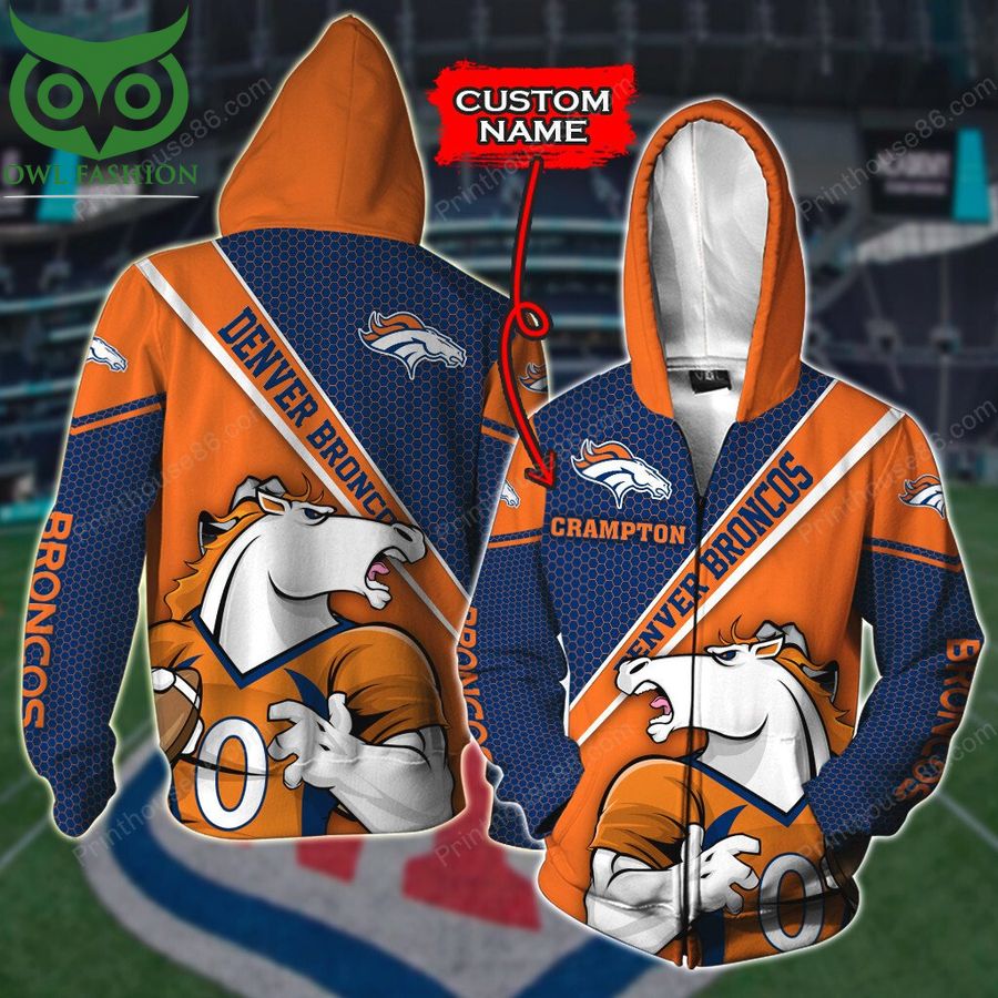 Denver Broncos 3D Shirts Mascot NFL Custom Name