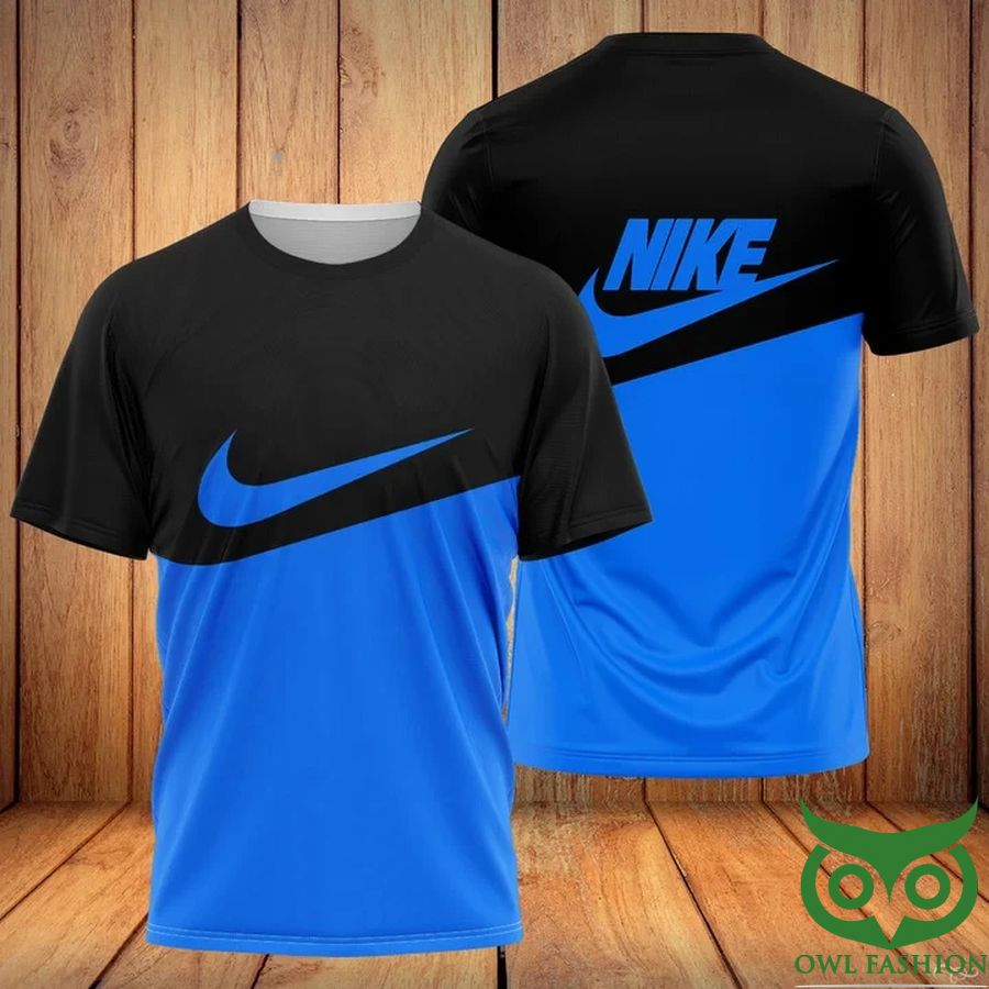 Luxury Nike Black and Bright Blue 3D T-shirt