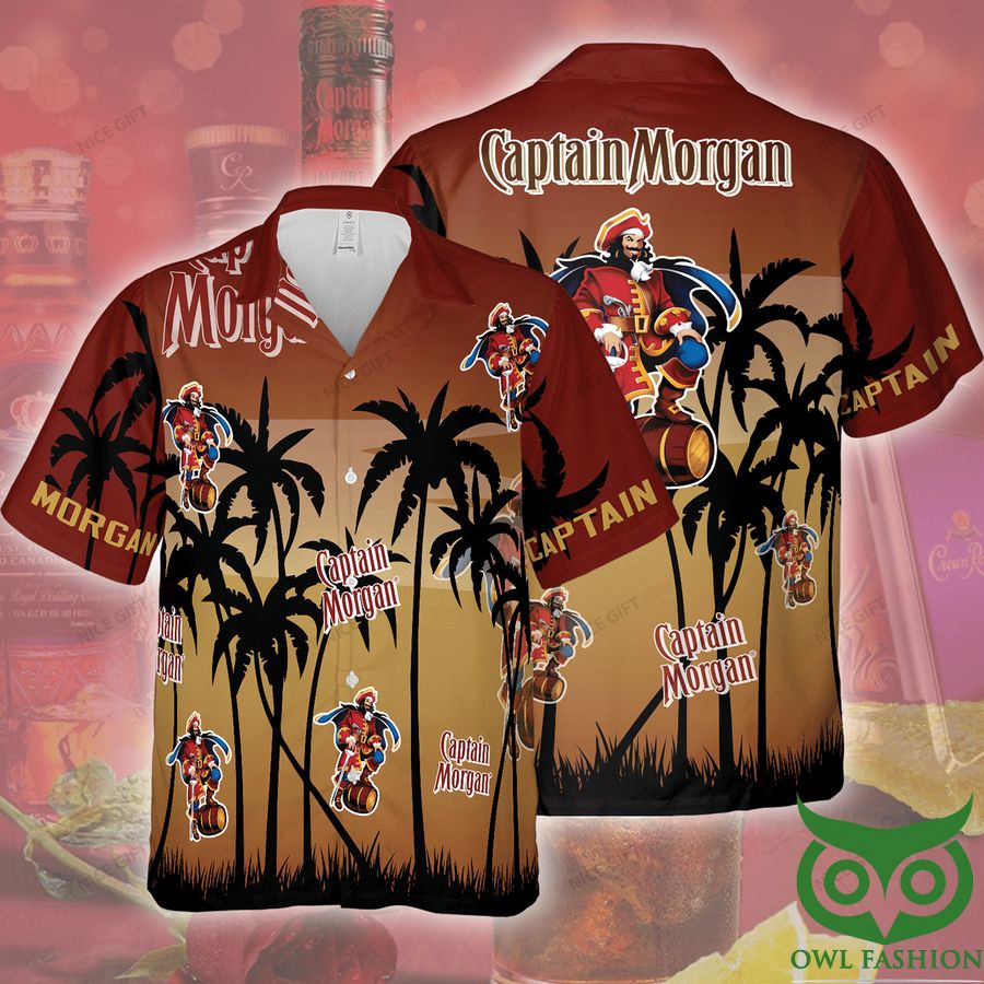 Captain Morgan Palm Tree Brick Red Hawaiian Shirt