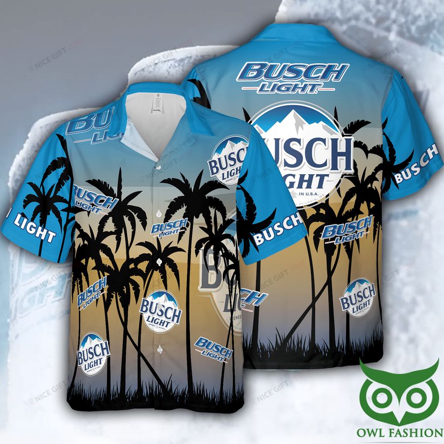 Busch Light Palm Tree Blue Sunset Hawaiian Shirt