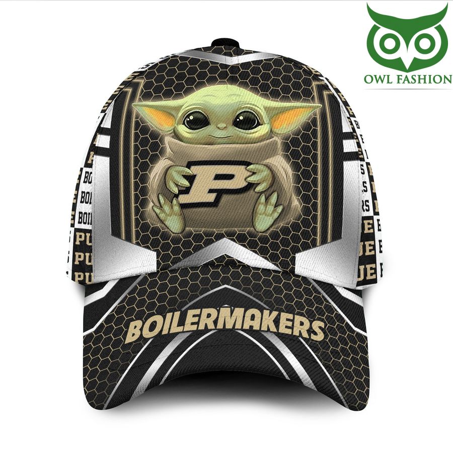 15 Baby Yoda NCAA Custom Name Purdue Boilermakers Luxury 3D Cap
