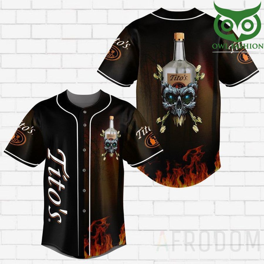 Skull Fire Tito's Vodka Baseball Jersey