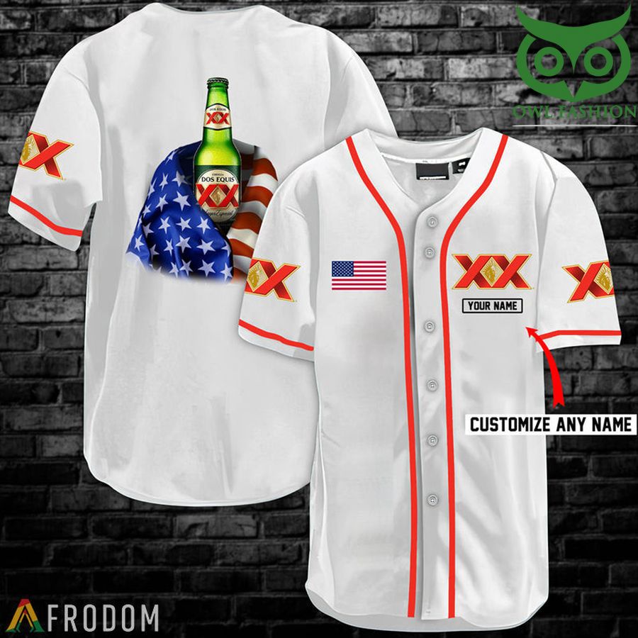 Personalized Vintage White USA Flag Dos Equis Jersey Shirt