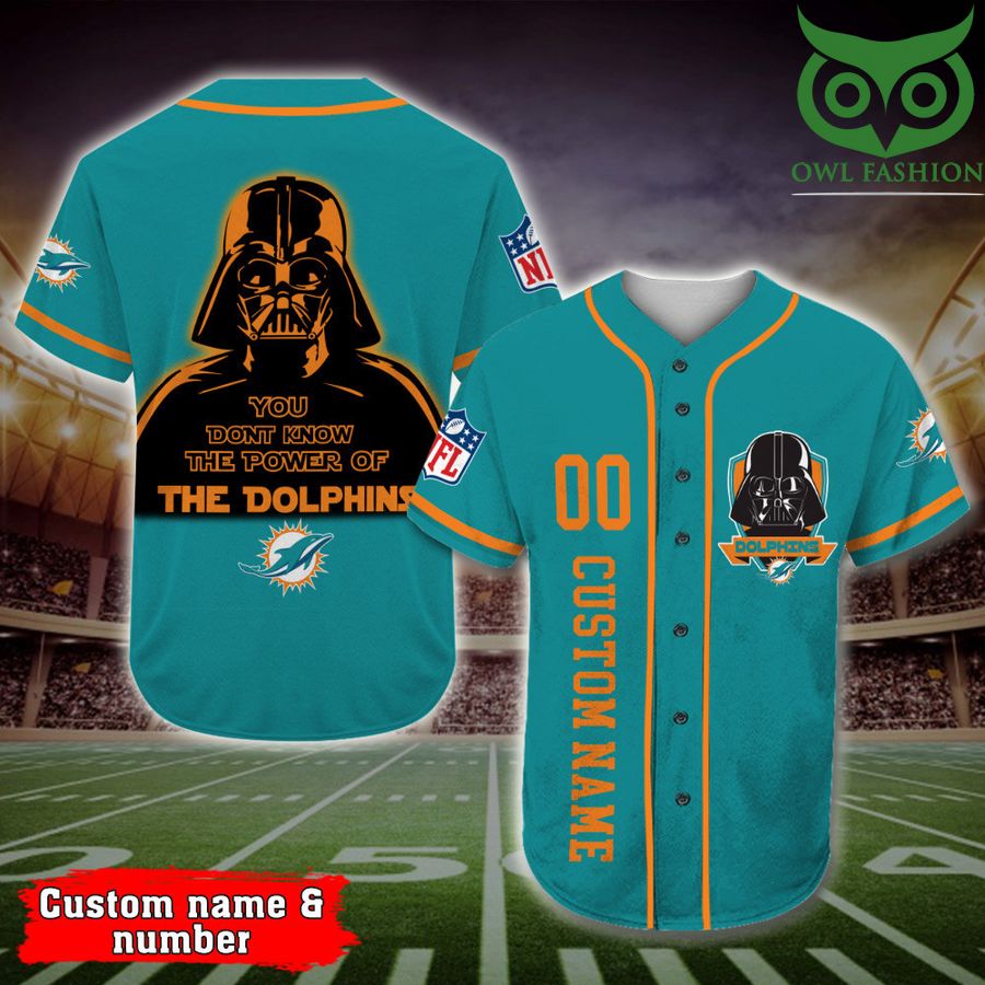 63 Darth Vader Star Wars NFL Custom Name Number Miami Dolphins Baseball Jersey Shirt