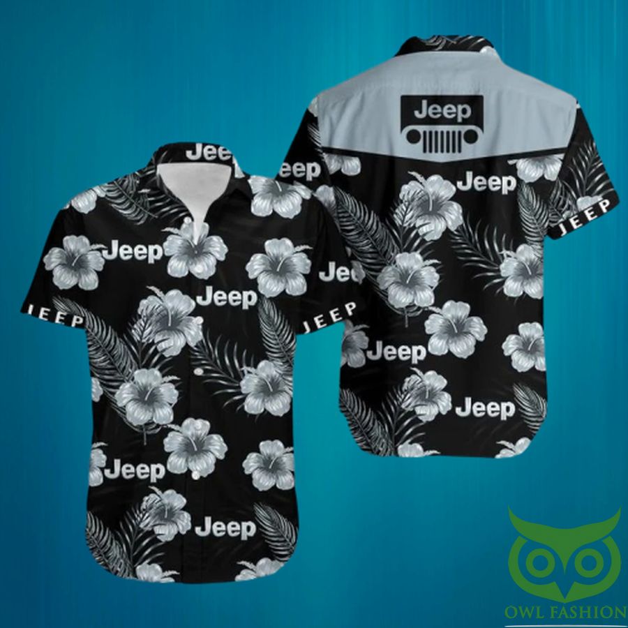 Jeep Black Floral Hawaiian Shirt