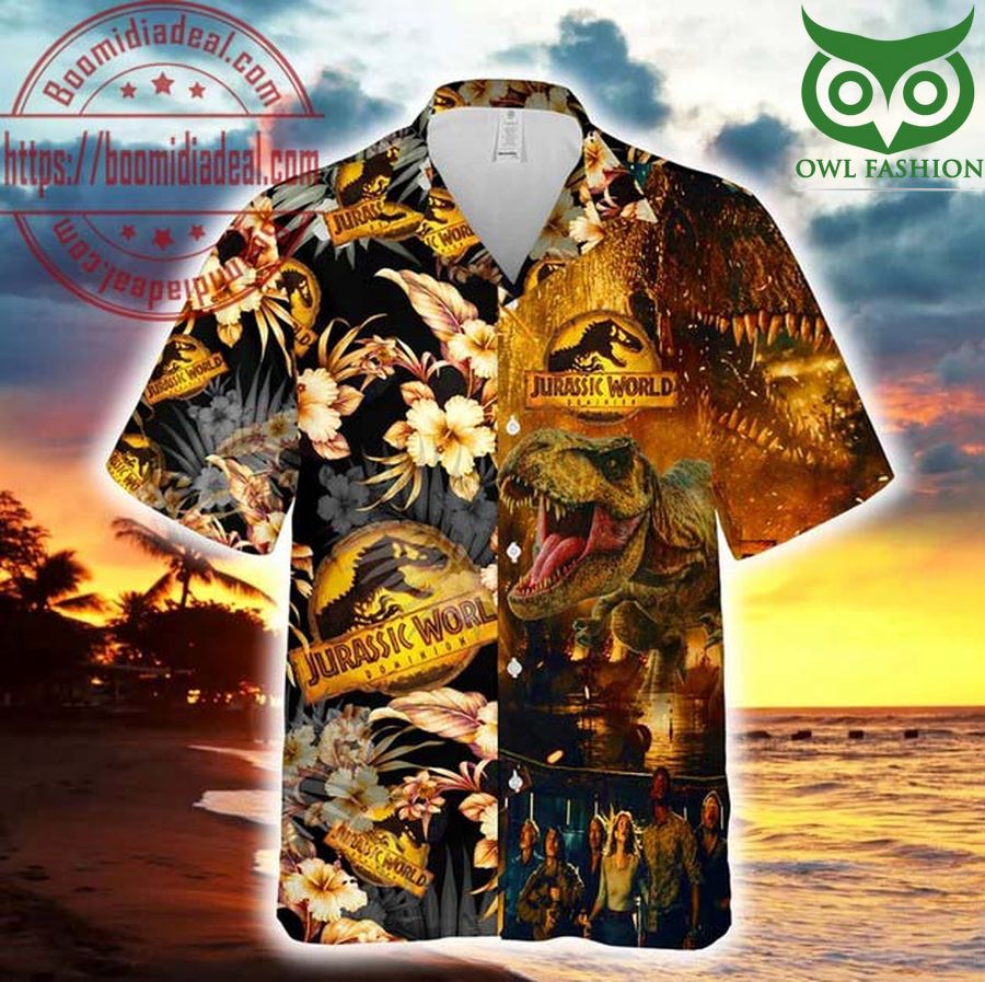 Jurassic World Dominion 25th Anniversary Dinosaur Park Movie floral Hawaiian Shirt