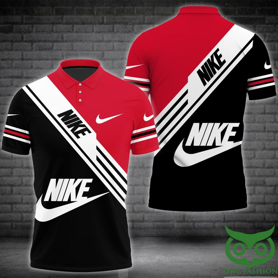 Limited Nike Red and Black Diagonal Polo Shirt