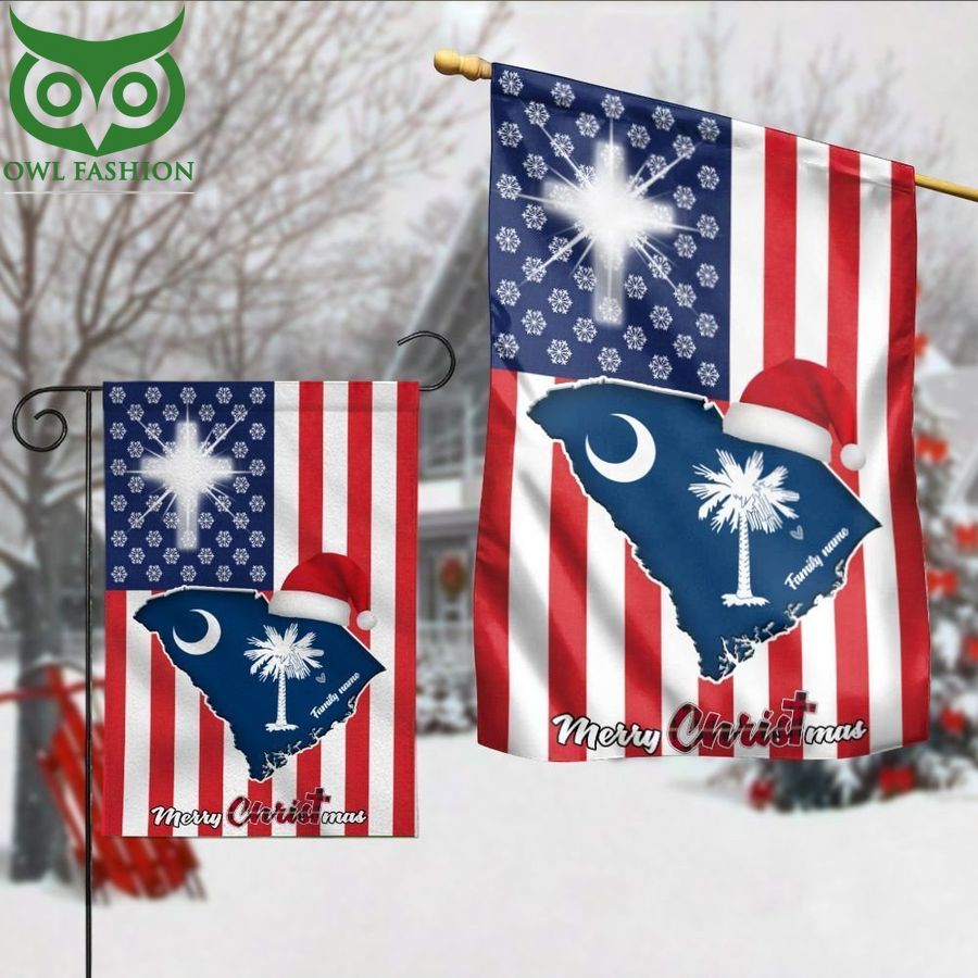 South Carolina State And Jesus Merry Christmas Custom Flag