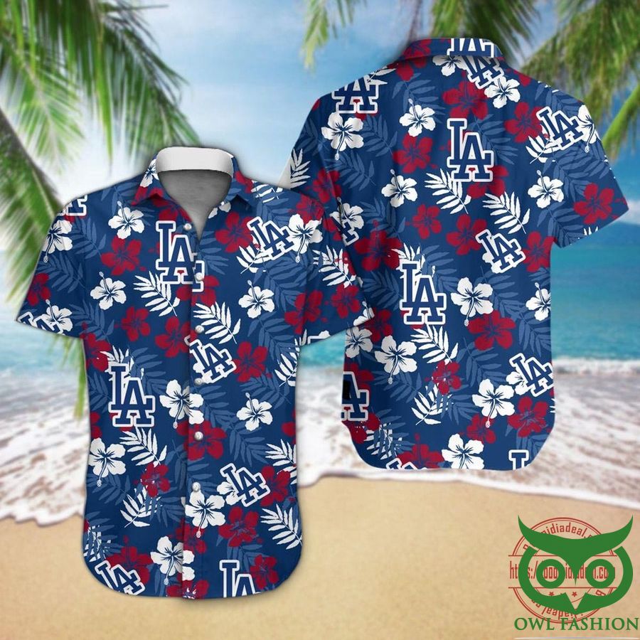 Dodgers Aloha Pattern Logo And Flowers Hawaiian Shirt