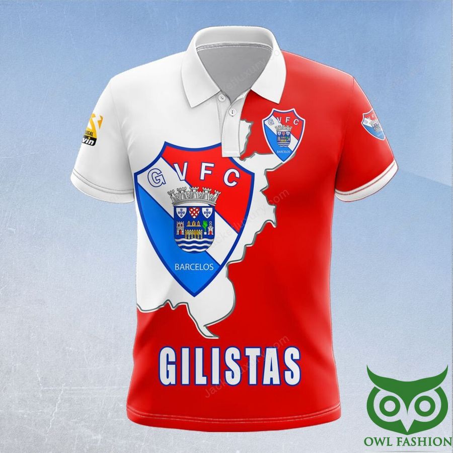 Gil Vicente Futebol Clube Red and White 3D Polo Jersey