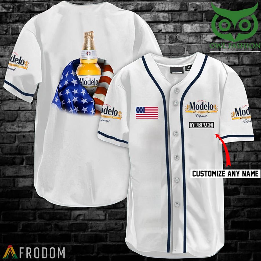 Personalized Vintage White USA Flag Modelo Jersey Shirt