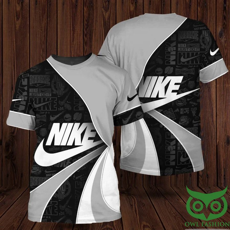 Luxury Nike Gray Curve Black 3D T-shirt