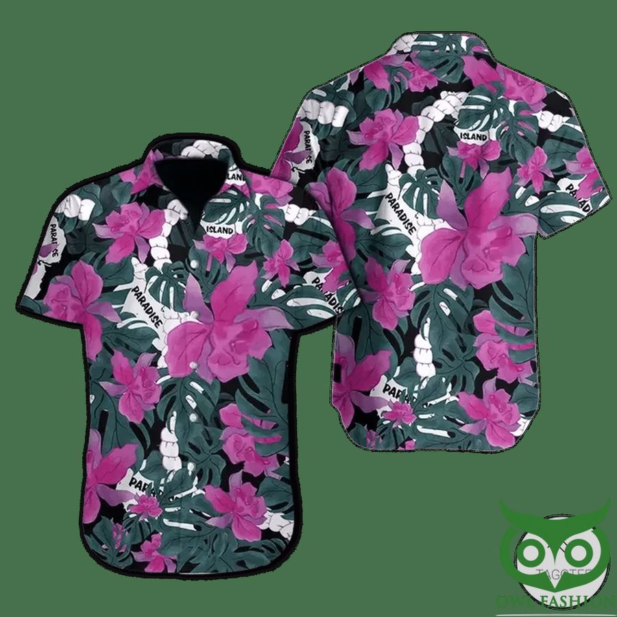 Paradise Jurassic Park Purple Floral Hawaiian Shirts