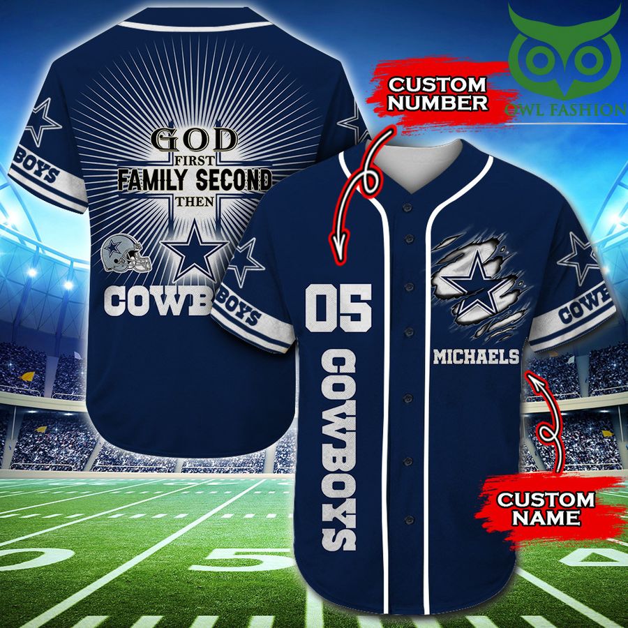 Dallas Cowboys Luxury NFL Custom Name Number Baseball Jersey Shirt