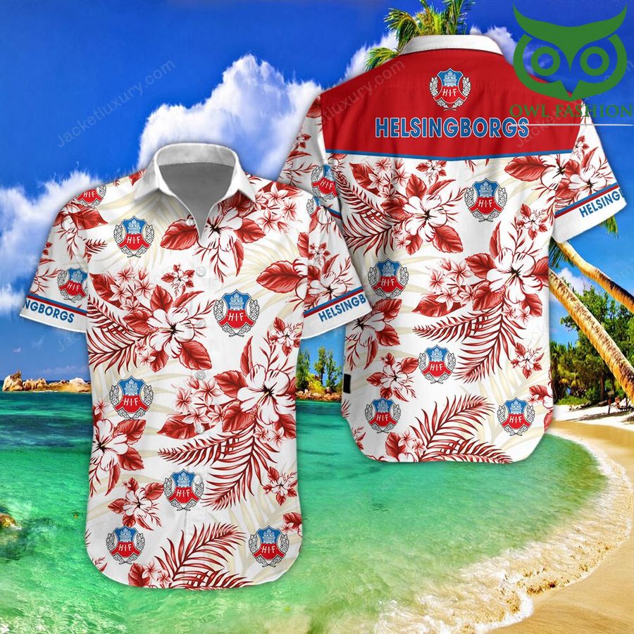Helsingborgs IF floral cool tropical Hawaiian shirt short sleeves