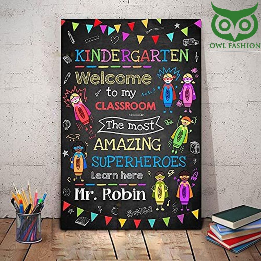 Personalized Teacher The Most Amazing Superheroes Learn Here Poster 
