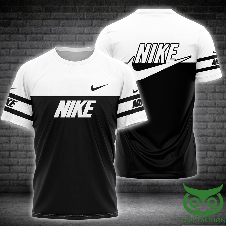 Luxury Nike Black Part and White Part 3D T-shirt