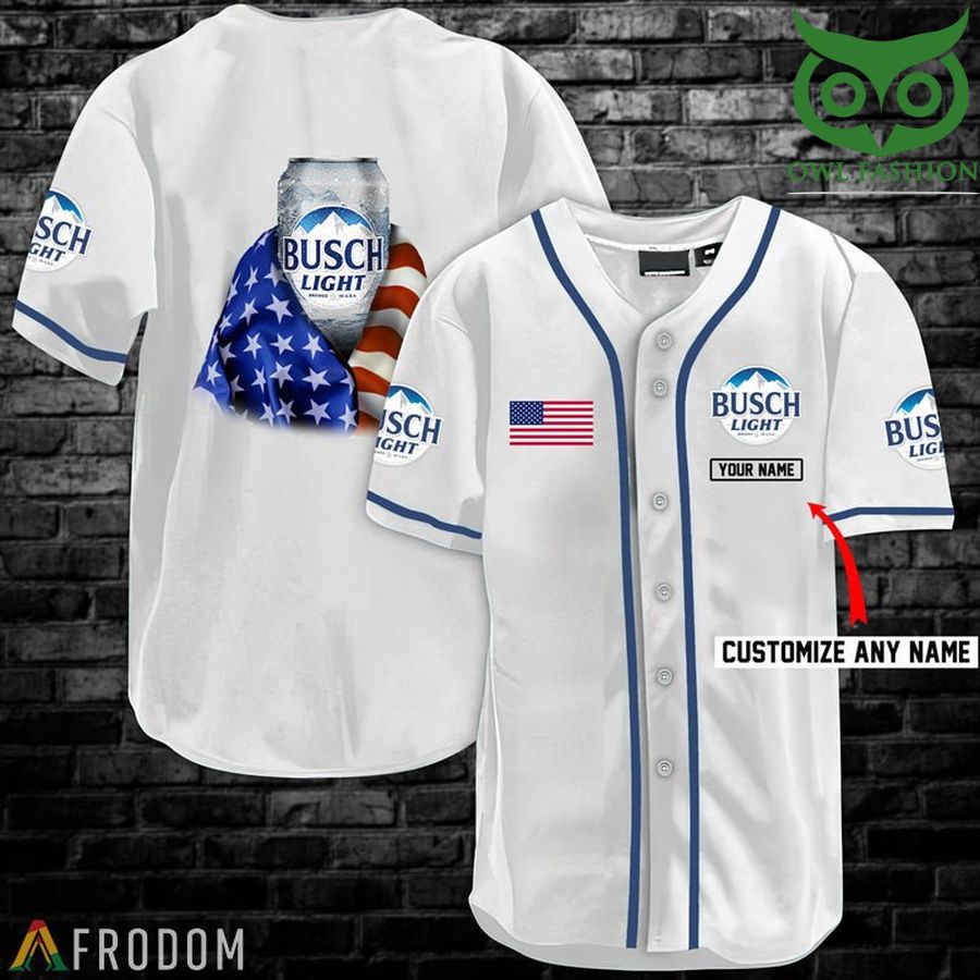 Personalized Vintage White USA Flag Busch Light Jersey Shirt