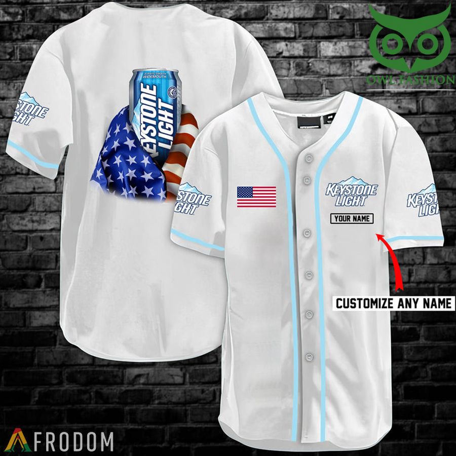 Personalized Vintage White USA Flag Keystone Light Jersey Shirt