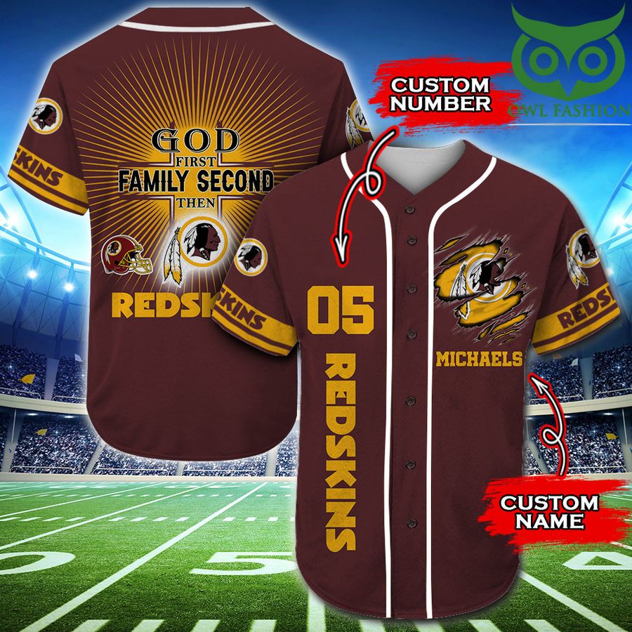 Washington Redskins Luxury NFL Custom Name Number Baseball Jersey Shirt